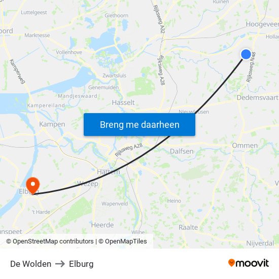 De Wolden to Elburg map