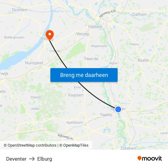 Deventer to Elburg map