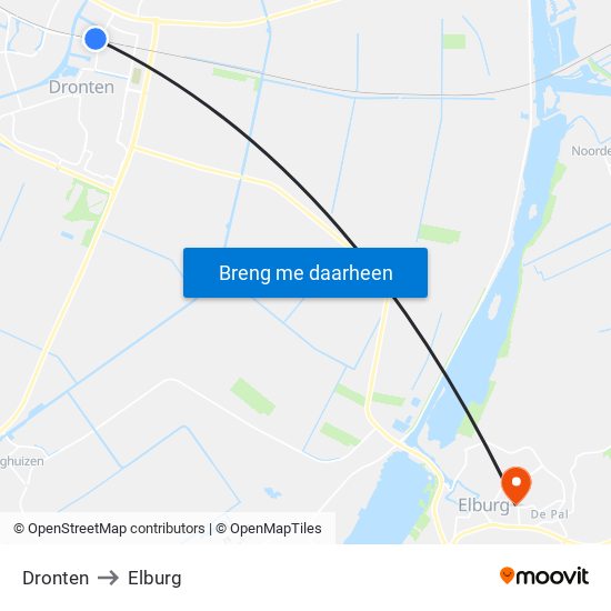 Dronten to Elburg map