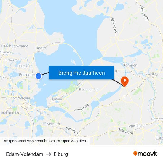 Edam-Volendam to Elburg map