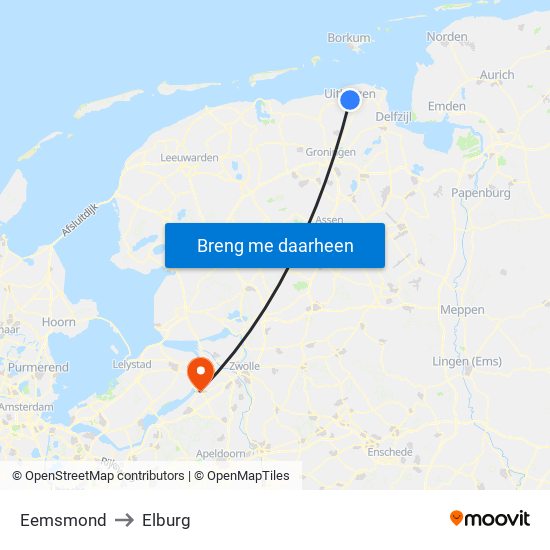 Eemsmond to Elburg map