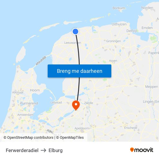 Ferwerderadiel to Elburg map