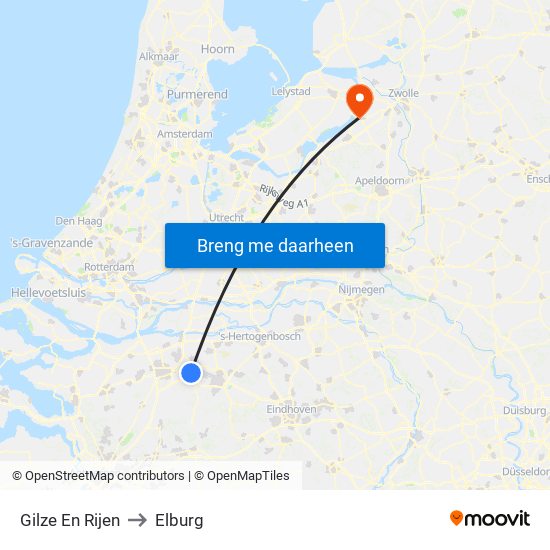 Gilze En Rijen to Elburg map