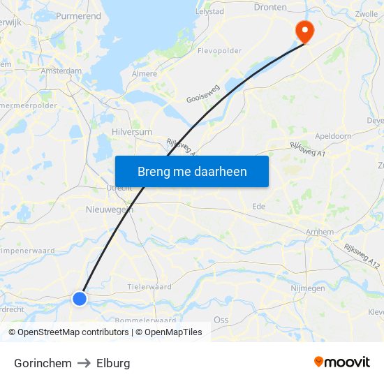 Gorinchem to Elburg map