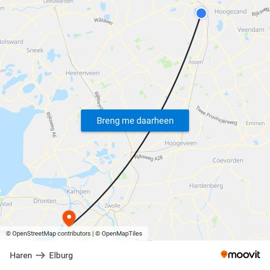 Haren to Elburg map