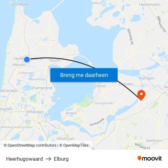 Heerhugowaard to Elburg map