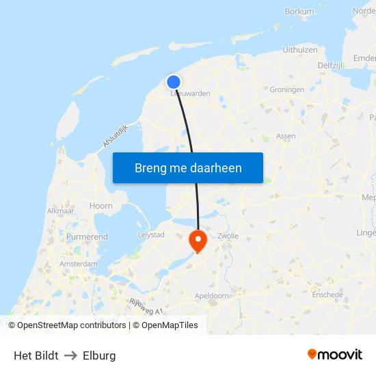 Het Bildt to Elburg map