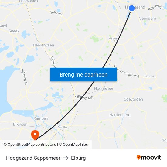 Hoogezand-Sappemeer to Elburg map