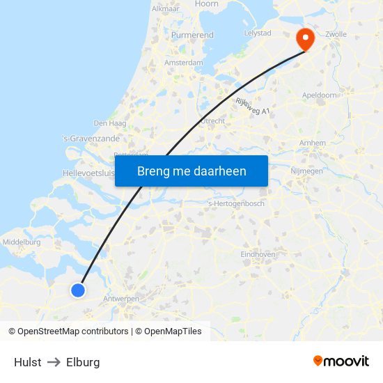 Hulst to Elburg map
