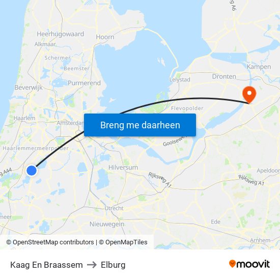 Kaag En Braassem to Elburg map