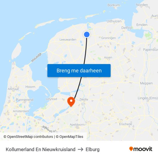 Kollumerland En Nieuwkruisland to Elburg map