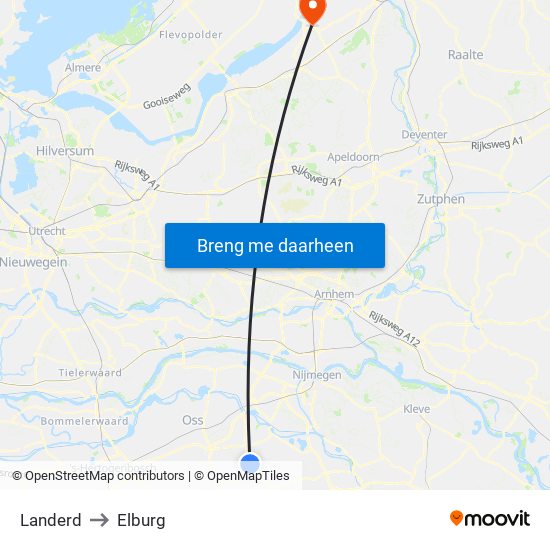 Landerd to Elburg map