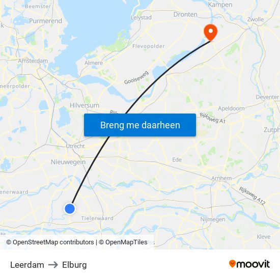 Leerdam to Elburg map