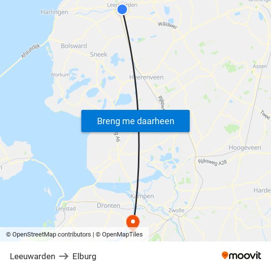 Leeuwarden to Elburg map