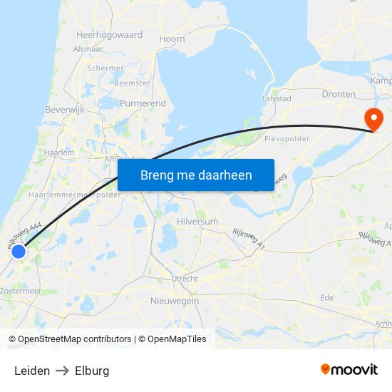 Leiden to Elburg map