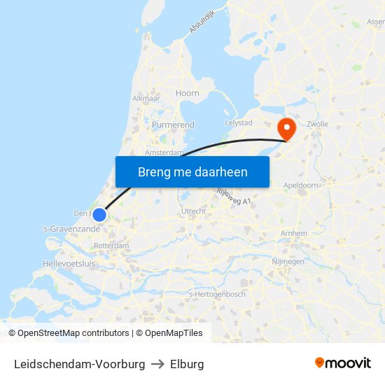 Leidschendam-Voorburg to Elburg map