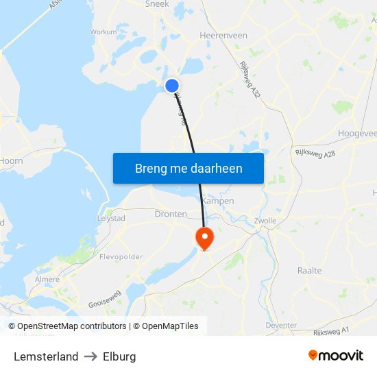 Lemsterland to Elburg map