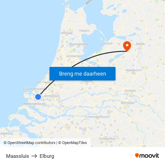 Maassluis to Elburg map