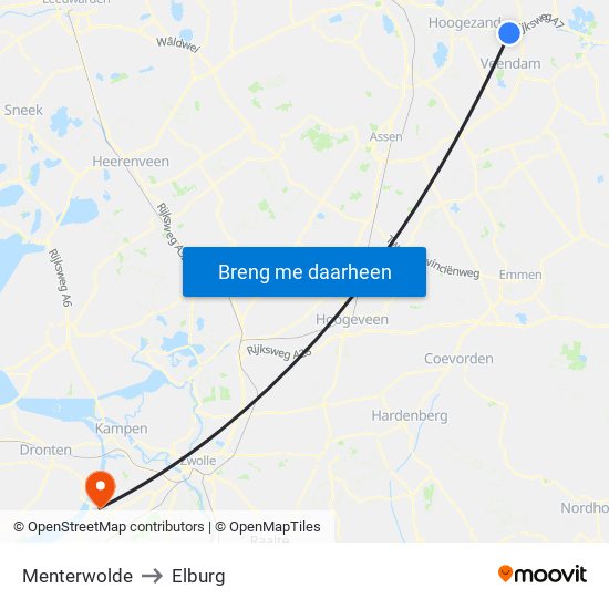 Menterwolde to Elburg map