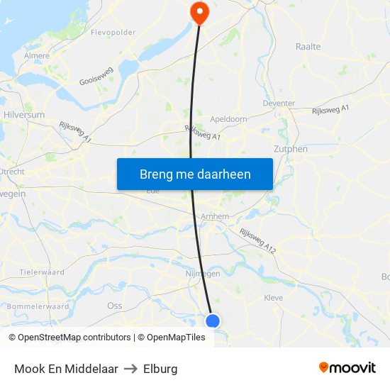 Mook En Middelaar to Elburg map