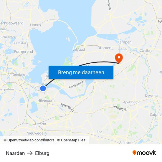 Naarden to Elburg map