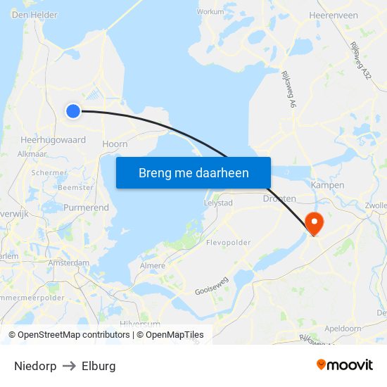 Niedorp to Elburg map