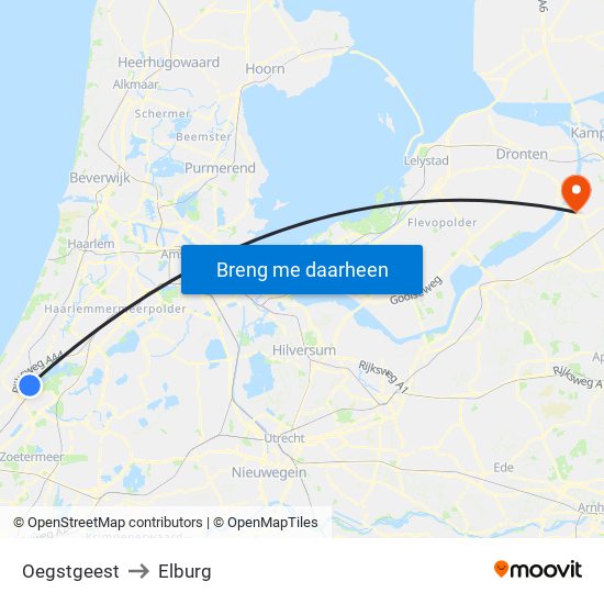 Oegstgeest to Elburg map