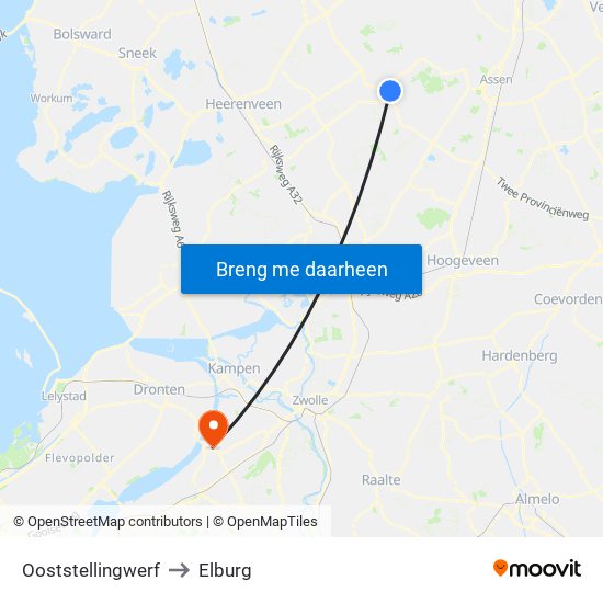 Ooststellingwerf to Elburg map