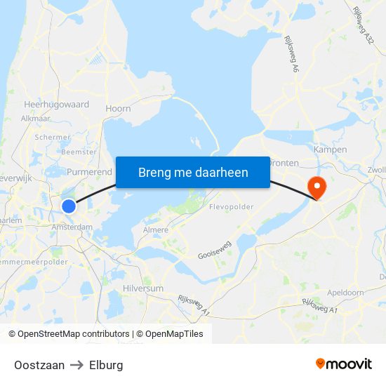Oostzaan to Elburg map