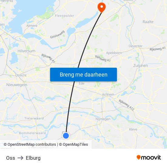 Oss to Elburg map