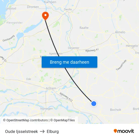 Oude Ijsselstreek to Elburg map