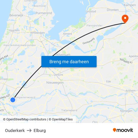 Ouderkerk to Elburg map