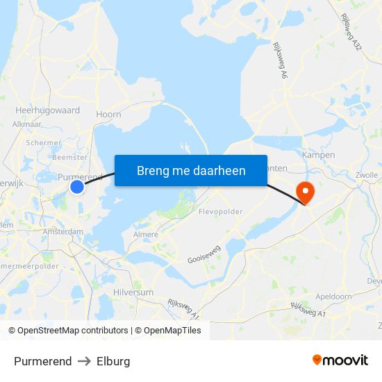 Purmerend to Elburg map