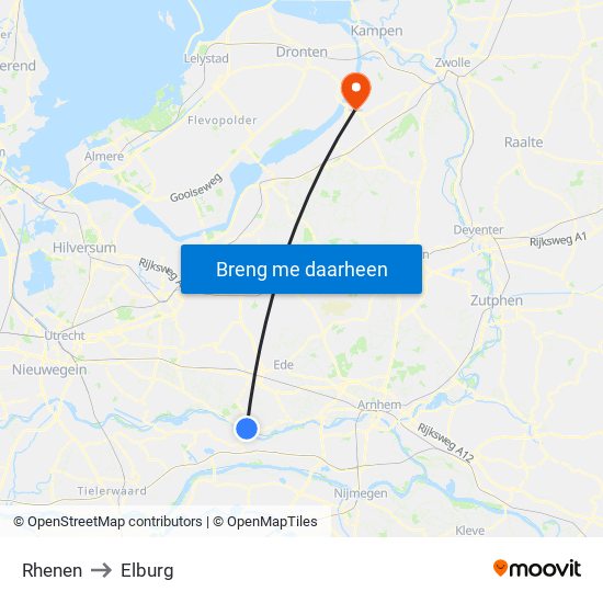 Rhenen to Elburg map