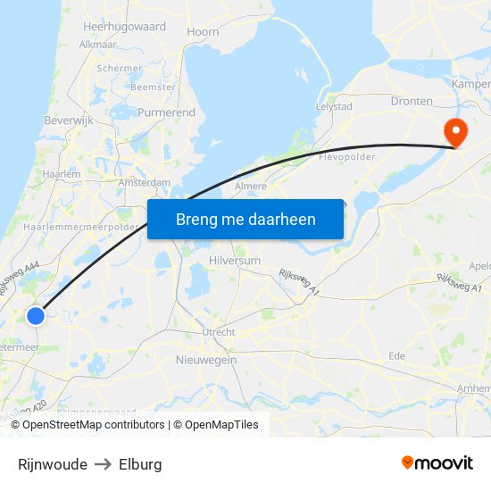 Rijnwoude to Elburg map