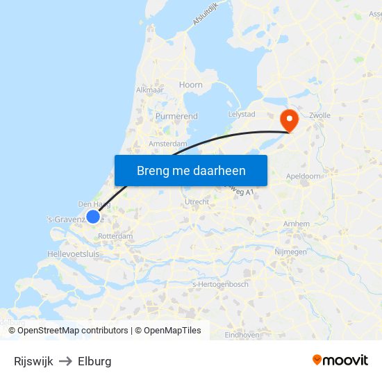 Rijswijk to Elburg map