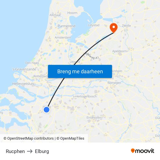 Rucphen to Elburg map