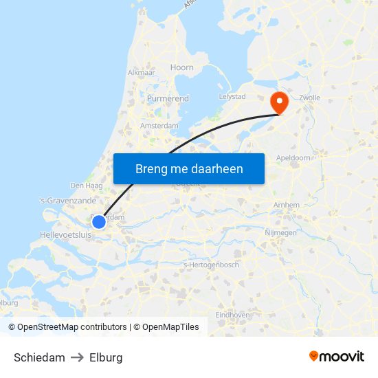 Schiedam to Elburg map