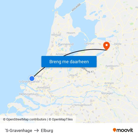 'S-Gravenhage to Elburg map