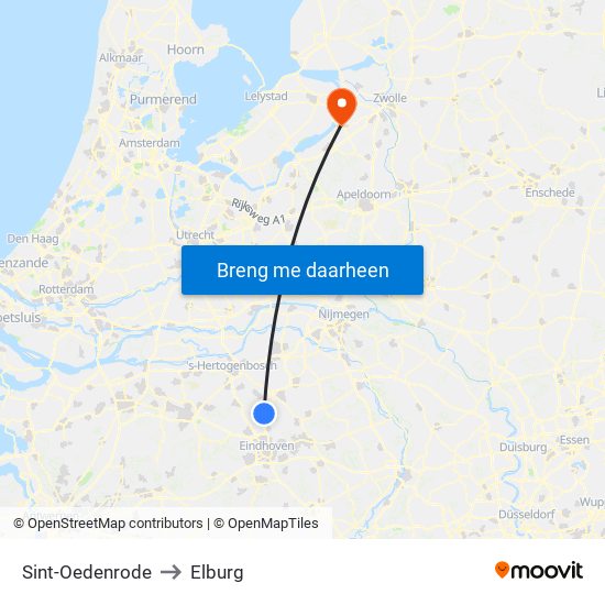 Sint-Oedenrode to Elburg map