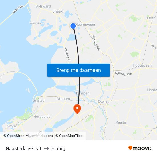 Gaasterlân-Sleat to Elburg map
