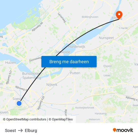 Soest to Elburg map