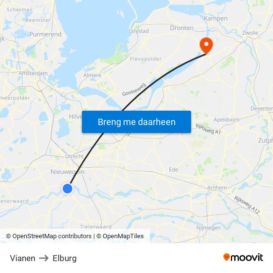 Vianen to Elburg map