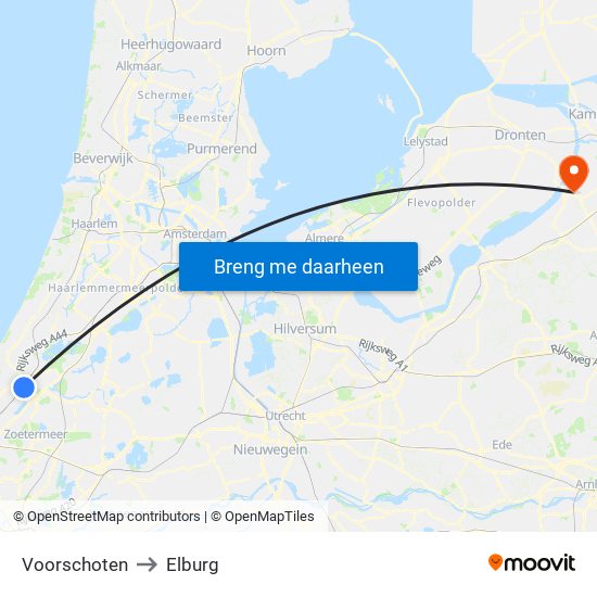 Voorschoten to Elburg map