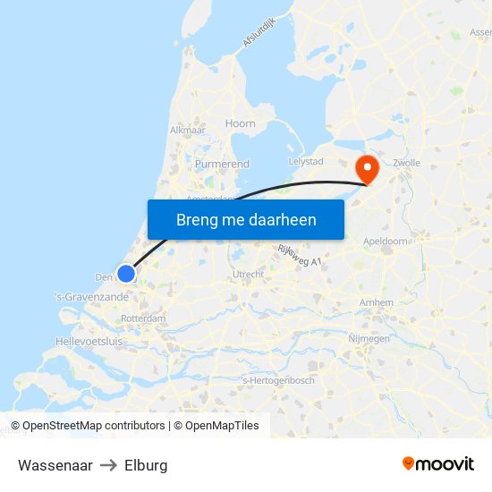 Wassenaar to Elburg map