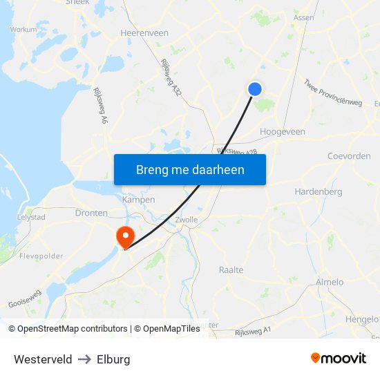 Westerveld to Elburg map