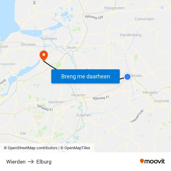 Wierden to Elburg map