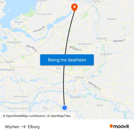 Wijchen to Elburg map