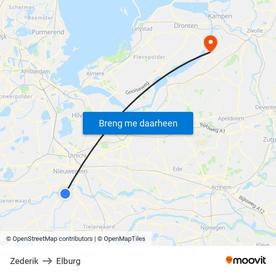 Zederik to Elburg map
