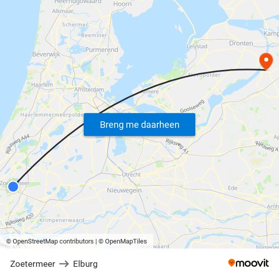 Zoetermeer to Elburg map